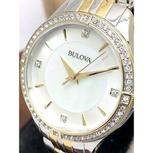 Bulova Women's Watch 98L273 Quartz Mother of Pearl Dial Two Tone Crystal…